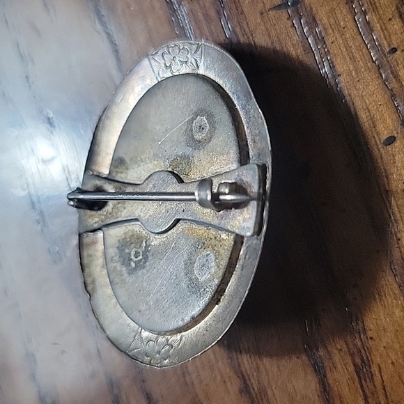 Antique Edwardian Victorian Pink Mildred Glass Cameo Brooch Most Likely Sterling - Picture 4 of 5